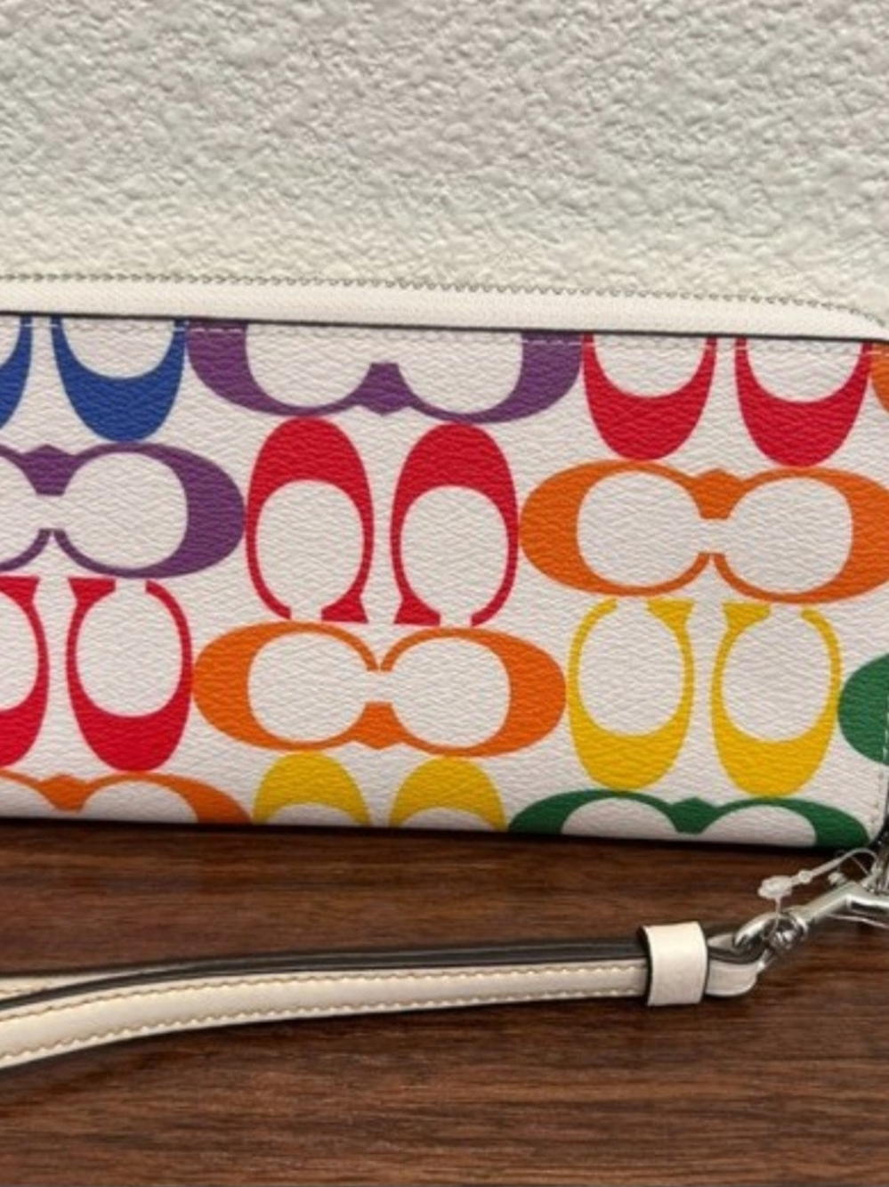 NWT Coach Long Zip Around Wallet in Rainbow Signature Canvas (Style No. C4537) - Picture 6 of 11